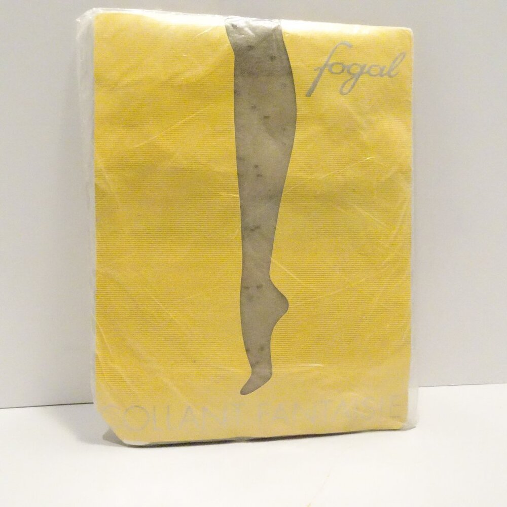 New Fogal Women's Fantaisie Dotted Panyhose sz M Color Taiga Made Switzerland